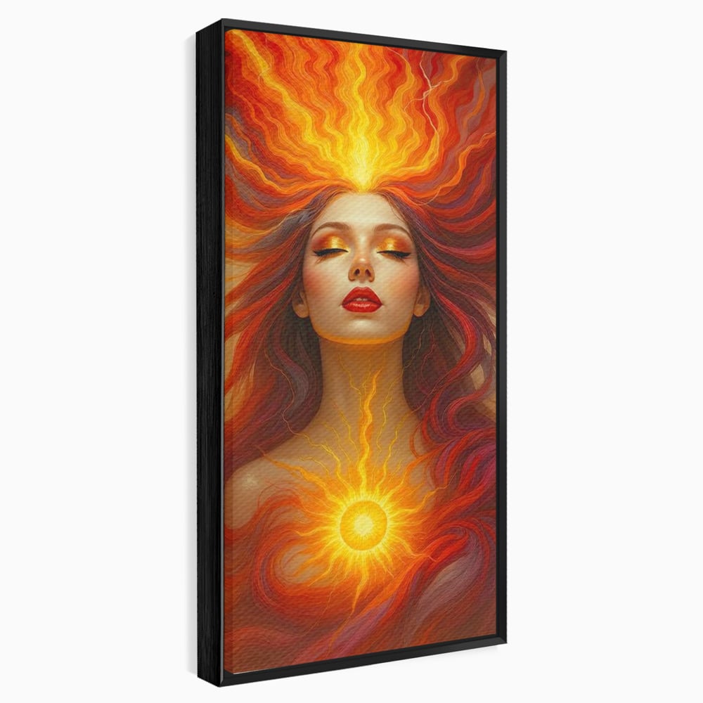 Tablou canvas cu tablou canvas cu zeita focului, in rama de aluminiu negru